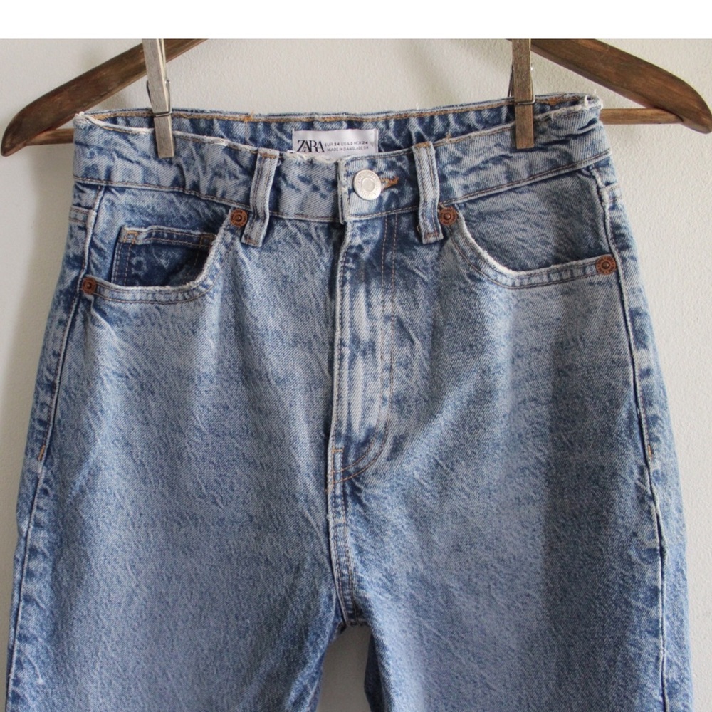 Zara High Rise Mom Jeans Size 2 Flawed Preowned - Picture 2 of 6
